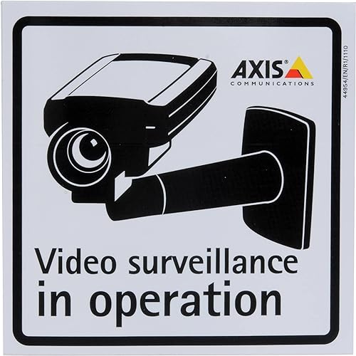 Axis Branded Sticker Showing a Camera. Text: Video Surveillance in Operation