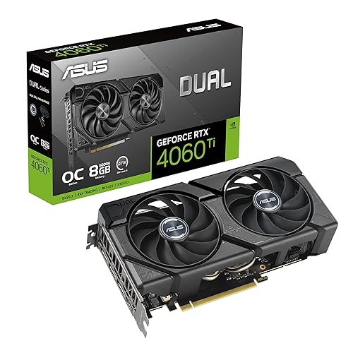 ASUS Dual GeForce RTX™ 4060 Ti EVO OC Edition 8GB GDDR6 (PCIe 4.0, 8GB GDDR6, DLSS 3, HDMI 2.1a, DisplayPort 1.4a, Axial-tech fan design, 0dB technology, Protective Backplate, Auto-Extreme Technology)