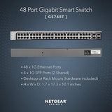 NETGEAR 48-Port Gigabit Ethernet Smart Switch (GS748T) - Managed, Optional Insight Cloud Management, with 2 x 1G SFP and 2 x 1G Combo, Desktop or Rackmount, and Limited Lifetime Protection