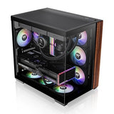 Thermaltake View 380 WS ARGB; Mid Tower Chassis; Side Wood Trim; 4x120mm ARGB Lite Fans Included; 415mm GPU Clearance; Dual Chamber; ATX/mATX/mITX; Hidden Connector Support; Black; CA-1Z2-00M1WN-WS