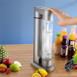 Ultima Cosa Sparkling Water Soda Maker with CO2 Cylinder - Home Fizzy Drink Bubbly Water Machine 1LBPA-free Reusable Bottle - Make Homemade Sparkle Water, Juice, Coffee, with Fruit (Silver)