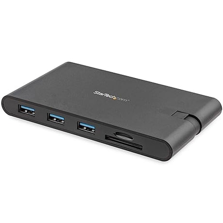 StarTech.com USB C Multiport Adapter - USB Type-C Mini Dock with HDMI 4K or VGA 1080p Video - 100W Power Delivery Passthrough, 3-port USB 3.0 Hub, GbE, SD & MicroSD - Laptop Travel Dock