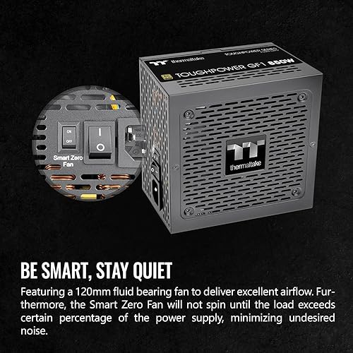 Thermaltake GF1 (2024) Fully Modular ATX 850W Power Supply - 80 Plus Gold - Ultra Quiet - Zero RPM, PS-TPD-0850FNFAGU-P