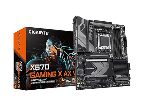 GIGABYTE X670 Gaming X AX V2 (AM5/ LGA 1718/ AMD/ X670/ ATX/ 5-Year Warranty/ DDR5/ PCIe 4.0 M.2/ PCIe 5.0/ USB 3.2 Gen1x2 Type-C/Wi-Fi 6E/ 2.5GbE LAN/Q-Flash Plus/PCIe EZ-Latch/Motherboard)