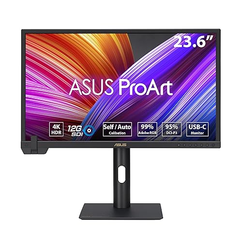 ASUS ProArt Display 24” 4K HDR SDI Professional Monitor (PA24US) - IPS, UHD (3840 x 2160), 99% Adobe RGB, 95% DCI-P3, ?E < 1, USB-C 80W, Built-in Motorized Colorimeter, Calman Ready, 3 Year Warranty