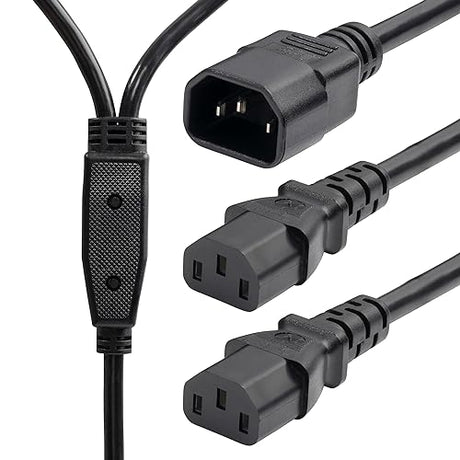 StarTech.com 6ft (1.8m) Power Extension Cord Y Splitter, IEC 60320 C14 to 2X IEC 60320 C13 AC Power Cable, 10A 250V, 18AWG, Power Cable Splitter - UL Listed (8723-8600-POWER-CORD)