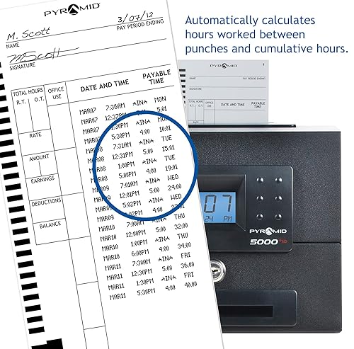 Pyramid 5000HD Heavy Duty Auto Totaling Time Clock Heavy Duty Time Clock