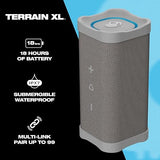 Skullcandy Terrain XL Wireless Bluetooth Speaker - IPX7 Waterproof Portable Speaker, 18 Hours Battery, Nylon Wrist Wrap, True Wireless Stereo Grey Terrain XL