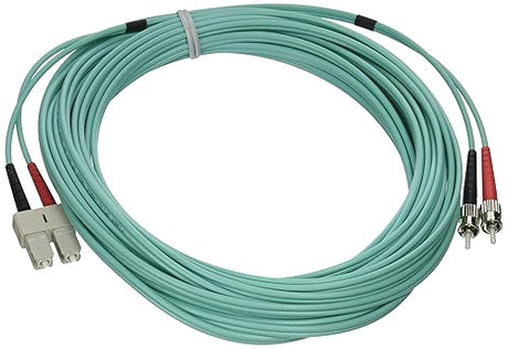 C2G 36120 OM3 Fiber Optic Cable - SC-ST 10Gb 50/125 Duplex Multimode PVC Fiber Cable, Aqua (32.8 Feet, 10 Meters)