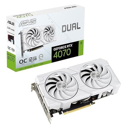 ASUS Dual GeForce RTX™ 4070 EVO White OC Edition (PCIe 4.0, 12GB GDDR6X, DLSS 3, HDMI 2.1a, DisplayPort 1.4a, 2.5-Slot Design, Axial-tech Fan Design)