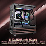 Thermaltake View 170 WS ARGB; Micro Chassis; Bottom Wood Trim; 3x120mm ARGB Lite Fans Included; 340mm GPU Clearance; 160mm Air Cooler Max Height; mATX/mITX; Black; CA-1Z4-00M1WN-WS