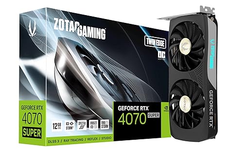 ZOTAC Gaming GeForce RTX 4070 Super Twin Edge OC DLSS 3 12GB GDDR6X 192-bit 21 Gbps PCIE 4.0 Compact Gaming Graphics Card, IceStorm 2.0 Advanced Cooling, Spectra RGB Lighting, ZT-D40720H-10M