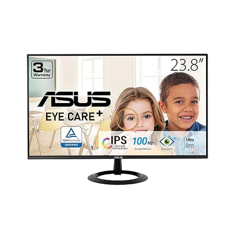 ASUS 27” (27-inch viewable) Eye Care Monitor (VZ27EHF) - Full HD (1920 x 1080), IPS, 100Hz, 1ms, Frameless, Adaptive-Sync, HDMI, Low Blue Light, Flicker Free, Ultra-Slim Profile, 3 Year Warranty