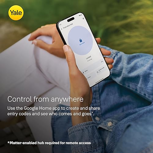 Yale Ash Keyed Deadbolt Smart Lock with Google Matter, YRD510-MT1-ASH