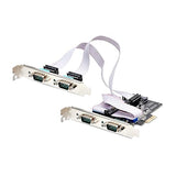 StarTech.com 4-Port Serial PCIe Card, Quad-Port PCI Express to RS232/RS422/RS485 DB9 Serial Card, Standard/Low-Profile Brackets, 16C1050 UART, ESD Protection, Windows/Linux (PS74ADF-SERIAL-CARD)