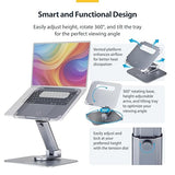 StarTech.com Telescopic Laptop Stand, 360 Swivel Base, Rotating Computer Riser for Desk, Adjustable Height/Tilt, Max 11lb/5kg