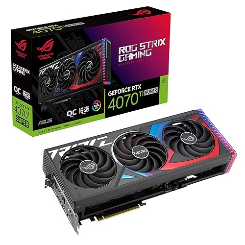 ASUS ROG Strix GeForce RTX™ 4070 Ti Super OC Edition Gaming Graphics Card (PCIe 4.0, 16GB GDDR6X, DLSS 3, HDMI 2.1a, DisplayPort 1.4a, Massive Vented Backplate, Power Sensing, Aura Sync)