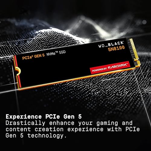 WD_Black 8TB SN8100 NVMe SSD Internal Solid State Drive - Gen 5 PCIe 5.0x4, M.2 2280, Seq. Read Speeds Up to 14,900 MB/s, Best for AI Applications, Gaming, and Video Editing - WDS800T1X0M 8TB SSD