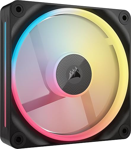CORSAIR iCUE Link LX120-R RGB 120mm PWM Reverse Fan – Single Fan – Low-Noise, CORSAIR Magnetic Dome Bearing, Dual Light Loops, CORSAIR QuikTurn™ Screws, Zero RPM Mode – Black 1 x 120mm Black