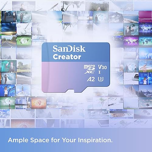 256GB SanDisk Creator microSD UHS-I Card with SD Adapter - Up to 190MB/s, 4K, 5.3K, Micro SD Card - SDSQXAV-256G-GN6MS microSD Card 256GB