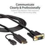 StarTech.com HDMI to VGA Cable 6ft 2m - 1080p Active Conversion HDMI to VGA Adapter Cable for Your VGA Monitor/Display (HD2VGAMM6) HDMI to VGA Cable - 6ft Cable