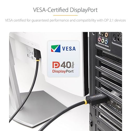 StarTech.com 3m (10ft) DisplayPort 2.1 Cable, VESA Certified DP40 DisplayPort Cable w/UHBR10/HDR/HDCP 2.2, 8K 60Hz w/DSC 1.2a