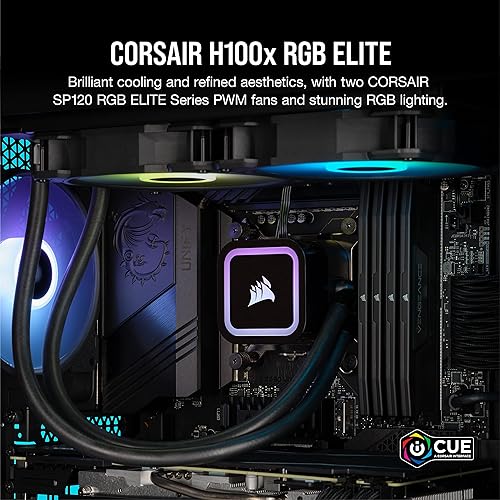 Corsair H100x RGB Elite Liquid CPU Cooler - 32 Dynamic RGB LEDs - SP12 –