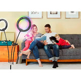 Supersonic SC-2710SR Double 8-inch Selfie Ring Light, 3 Color Lighting Modes, 32 RGB Modes, 10 Brightness Levels, 360° Rotatable Phone Holder, USB Powered, in Line Controller and Retractable Tripod