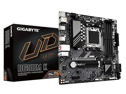 GIGABYTE B650M K (AM5/ LGA 1718/ AMD/ B650/ Micro-ATX/ 5-Year Warranty/ DDR5/ 2X PCIe 4.0 M.2/ PCIe 4.0/ USB 3.2 Gen2 Type-C/ 2.5GbE LAN/Motherboard)