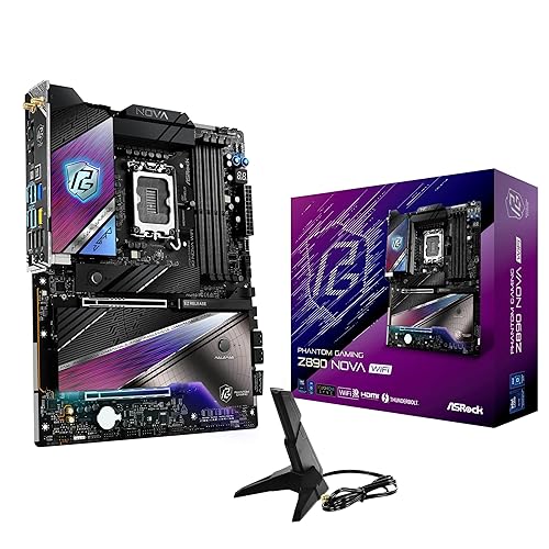 ASRock Intel Core Ultra Z890 Nova WiFi 7 Phantom Gaming ATX Motherboard Thunderbolt LGA1851 RL-ILM DDR5 9200 MHZ 256 GB