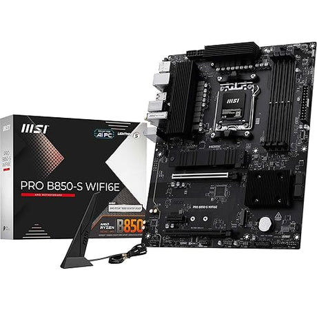 MSI PRO B850-S WIFI6E Motherboard, ATX - Supports AMD Ryzen 9000/8000 / 7000 Processors, AM5 - DDR5 Memory Boost (8200+ MT/s OC), PCIe 4.0 x16, M.2 Gen5, Wi-Fi 6E, 2.5G LAN