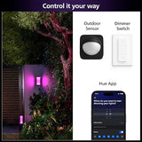 Philips Hue Impress Outdoor Wall Light Wide (Low-Volt), (240 x 190 mm) White & Color Light, Voice Control with Alexa, Apple Home & Google Assistant, Bridge Required?
