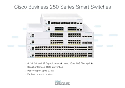 Cisco Systems Business CBS250-8T-D Smart Switch | 8 Port GE | Desktop | Limited Lifetime Hardware Warranty (CBS250-8T-D-NA) 8-port GE / PoE input / Desktop