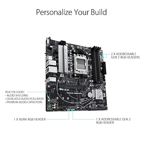 ASUS Prime A620M-A-CSM AMD AM5(Ryzen 7000) mATX Commercial Motherboard (PCIe 4.0, DDR5,2xM.2 Slots, 1Gb LAN,DisplayPort/HDMI,USB 3.2 Gen 1 Ports, Front USB Type-C, BIOS Flashback, RGB Header,ACCE)