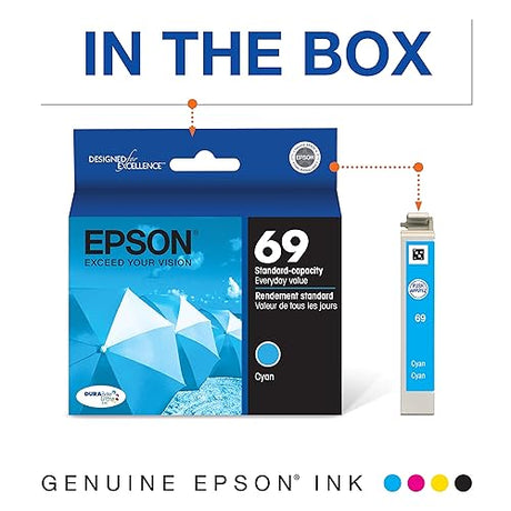 Epson Stylus CX5000/CX5000v/CX6000/CX7000F/7450/8400/9400Fax/C120 - Cyan Ink Cartridge (DURABrite Ultra) - Sensormatic - Standard (T069220)