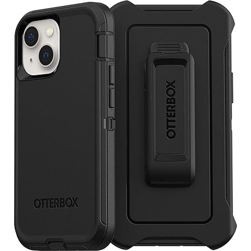 OtterBox iPhone 13 mini & 12 mini Defender Series Case - Single Unit Ships in Polybag, Ideal for Business Customers - BLACK, rugged & durable, with port protection, includes holster clip kickstand iPhone 13 mini / iPhone 12 mini