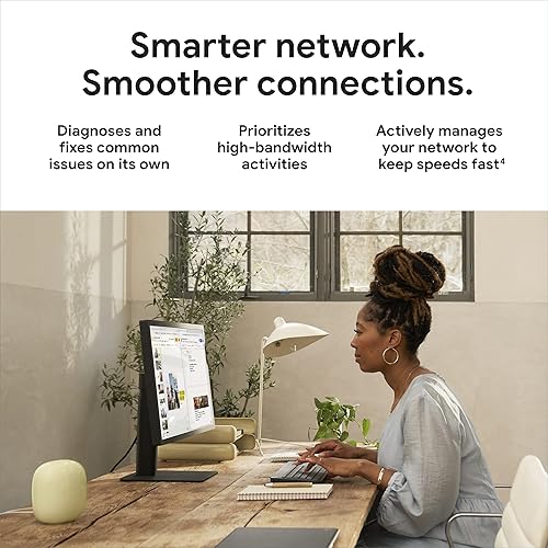 Google Nest WiFi Pro- Wi-Fi 6E, Reliable Home Wi-Fi System with Fast Speed and Whole Home Coverage-Mesh Wi-Fi Router 4 Pack-Snow