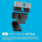 JLab JBuds Cam USB HD Webcam | Black with Optional White Faceplate | 1080P/30 FPS, 2.1 Megapixels | Auto-Focus | Dual Omni-Directional Microphones | Compatible with PC, Mac and Chromebook