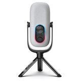 JLab Epic Talk USB Gaming Streaming Microphone, White, USB-C Output, Cardioid, Omni, Stereo, Bi-Directional, 192k Sample Rate, Volume Control, Gain Control, and Quick Mute, 3.5mm AUX, Plug and Play