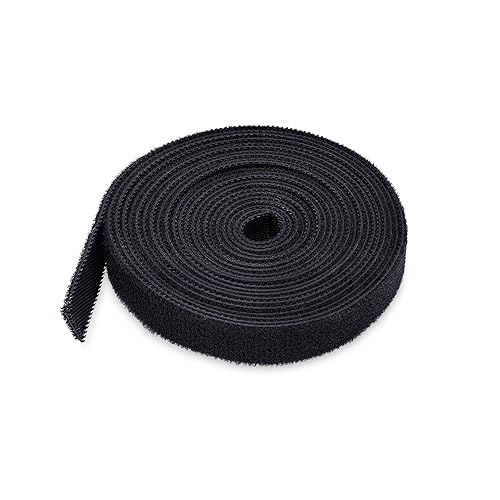 StarTech.com 75ft (22.8m) Hook and Loop Roll, 0.5in Wide, Black, Cut-to-Size Reusable Cable Ties, Fastener Tape, Bulk Roll