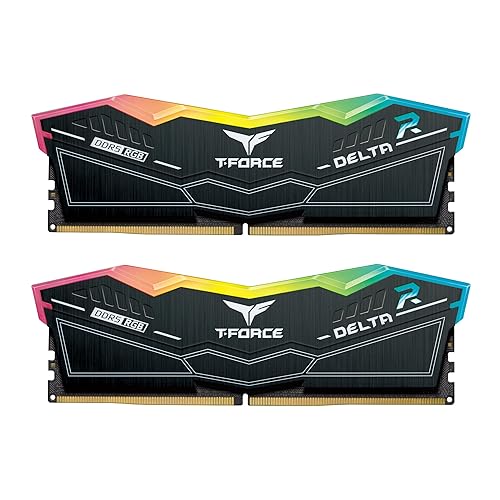 TEAMGROUP T-Force Delta RGB DDR5 Ram 32GB (2x16GB) 6400MHz PC5-51200 CL40 Desktop Memory Module Ram for 600 700 Series Chipset XMP 3.0 Ready Black -FF3D532G6400HC40BDC01 32GB(2x16GB) DDR5 6400MHz 40-40-40-84 Black