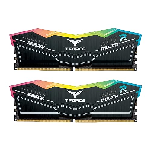 TEAMGROUP T-FORCE DELTA RGB DDR5 Ram 64GB (2x32GB) 6000MHz PC5-48000 CL38 Intel XMP 3.0 & AMD Expo Compatible Desktop Memory Module Ram Black FF3D564G6000HC38ADC01 64GB(2x32GB) DDR5 6000MHZ 38-38-38-78 Black