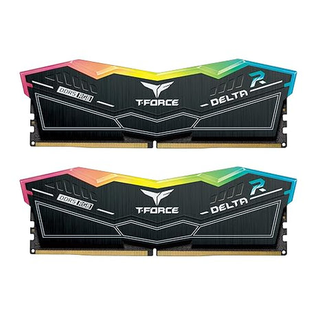 TEAMGROUP T-FORCE DELTA RGB DDR5 Ram 64GB (2x32GB) 6000MHz PC5-48000 CL38 Intel XMP 3.0 & AMD Expo Compatible Desktop Memory Module Ram Black FF3D564G6000HC38ADC01 64GB(2x32GB) DDR5 6000MHZ 38-38-38-78 Black