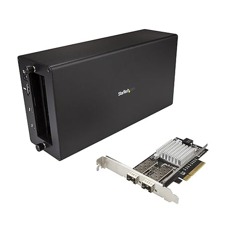 StarTech Thunderbolt 3 to Fiber 2 x Open SFP+ Ports with DisplayPort Monitor Port External PCIe Enclosure / Chassis Model BNDTB210GSFP