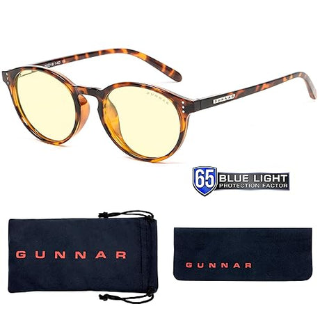 GUNNAR Reading Glasses/Attache - Patented Lens, Reduce Digital Eye Strain, Block Harmful Blue Light Tortoise 2.0x Power