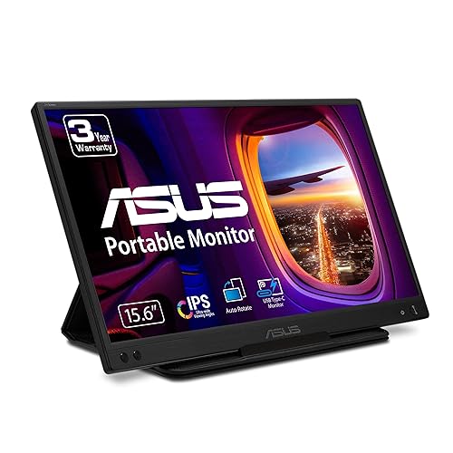 ASUS ZenScreen 15.6” 1080P Portable USB Monitor (MB166C) - Full HD, IPS, USB Type-C, USB-Powered, Eye Care, Tripod Mountable, Anti-Glare Surface, Protective Sleeve, 3-Year Warranty, 8.9"x14.2"x0.5" 15.6" IPS FHD USB Type-C Tripod Mountable