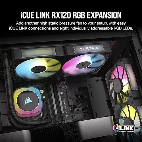 CORSAIR iCUE Link RX120 RGB 120mm PWM Fan - Magnetic Dome Bearing - Single Fan - Black RGB 1 x 120mm Black
