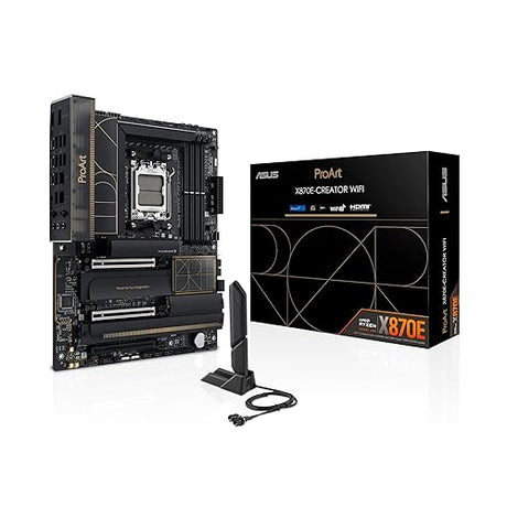 ASUS ProArt X870E-CREATOR WiFi AMD AM5 X870E ATX Motherboard PCIe® 5.0 x16 Slots with Full Support for Next-gen GPUs, 16+2+2 Power Stages, DDR5, Dual USB4®, 10 Gb & 2.5 Gb LAN, WiFi 7, Four M.2 Slots