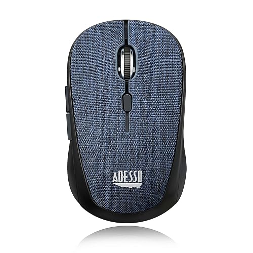 Adesso iMouse S80L 2.4Ghz Fabric Wireless Blue Fabric Mini Optical Mouse, 5-Button, Blue