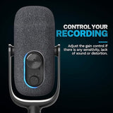JLab JBuds Talk USB Microphone | Black | USB-C Output | Cardioid, Omni, Stereo, and Bi-Directional | 96k Sample Rate | Volume Control, Gain Control, and Quick Mute | 3.5mm AUX | Plug and Play